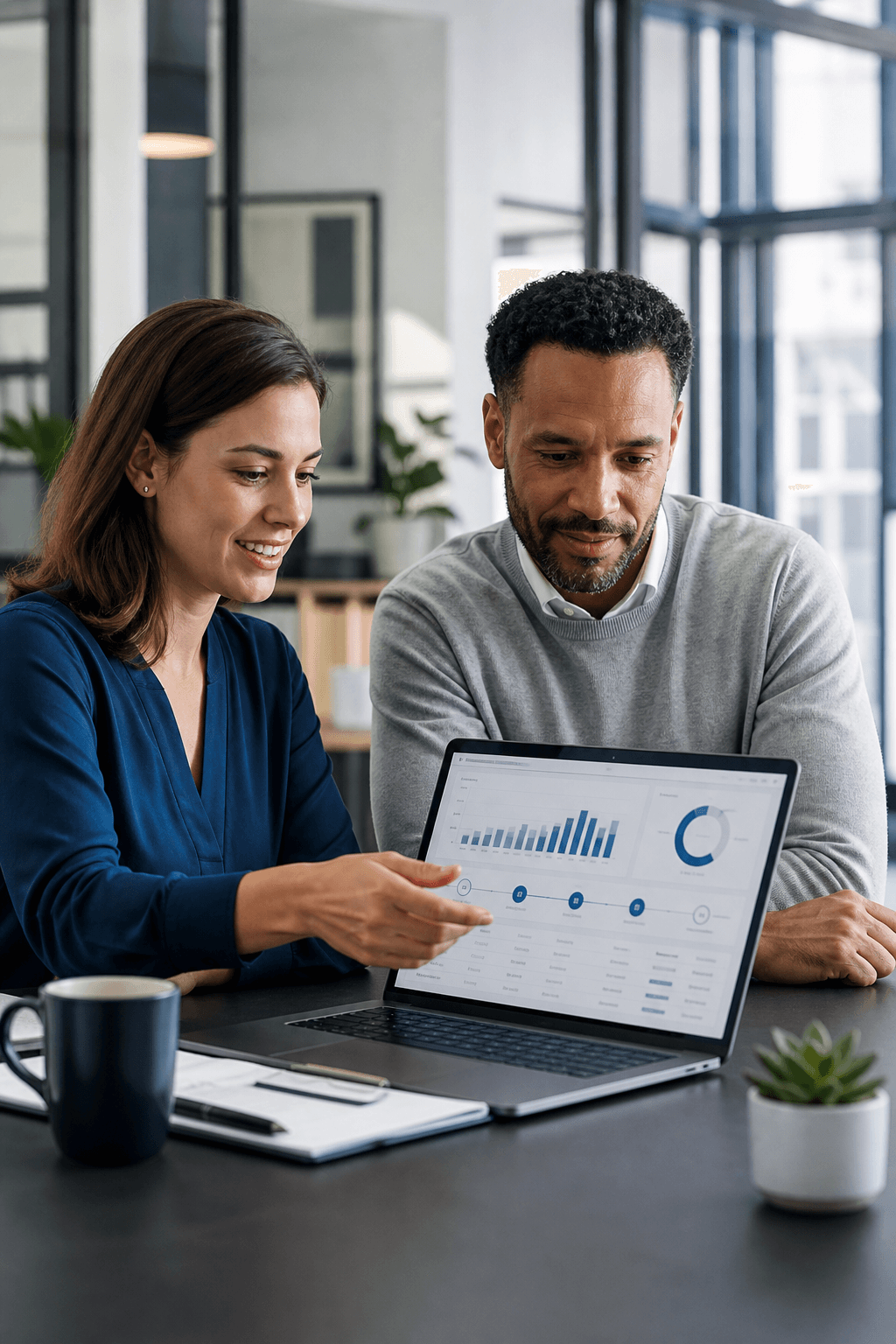 Cipher Billing specialist collaborating with a facility leader on revenue data